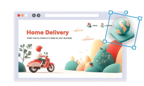 Illustration of a delivery person on a scooter for a 